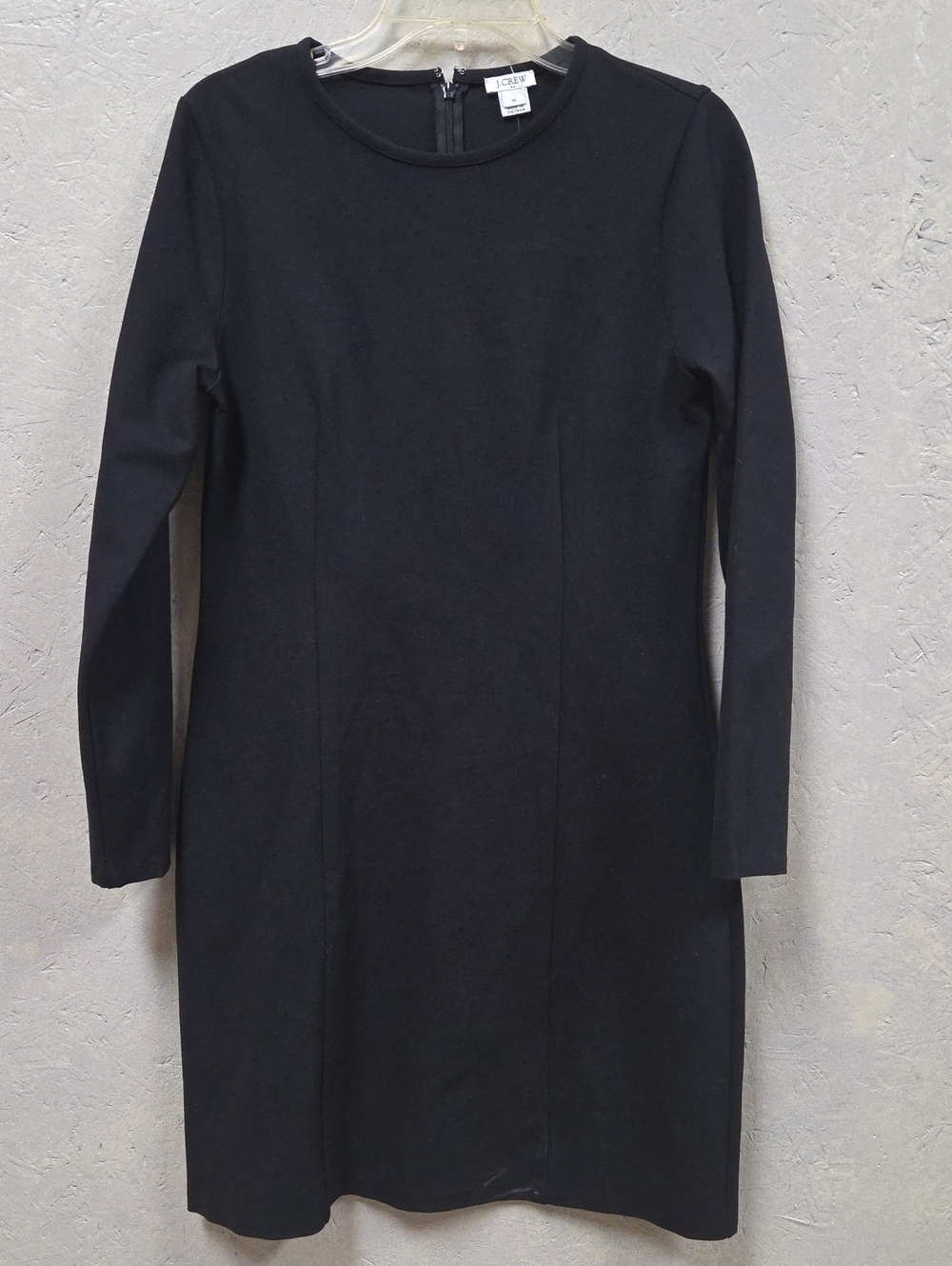 J. Crew Black Long-Sleeve Sheath Dress Stretchy Fitted Knee Length Sz 10